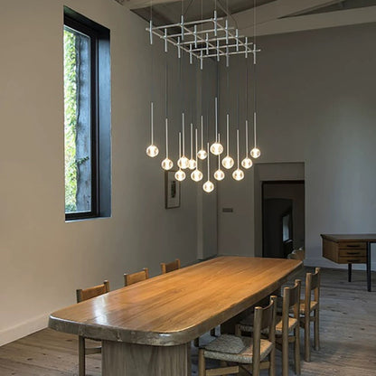 Nordic Minimalist Clear Ribbed Glass Globe Pendant Light