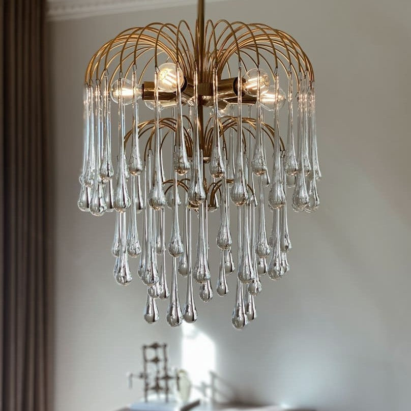 Vintage – Murano chandelier – Teardrop – 68 drops – Clear