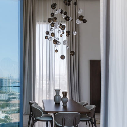 Cosmic Sphere Cascade Glass Chandelier