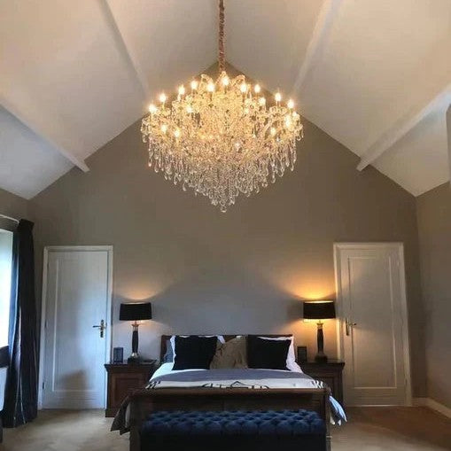 Luxury 25-Light Candle Crystal Chandelier in Gold/Chrome Finish