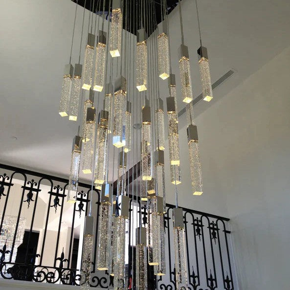 Light Luxury Glacier Bubble Crystsal Chandelier in Gold/Chrome/Black Finish for Staircase/Foyer