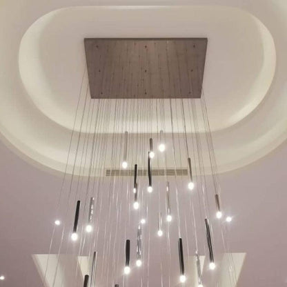 Bellini Rectangular Tri-Tone Tubular Pendant Light Chandelier