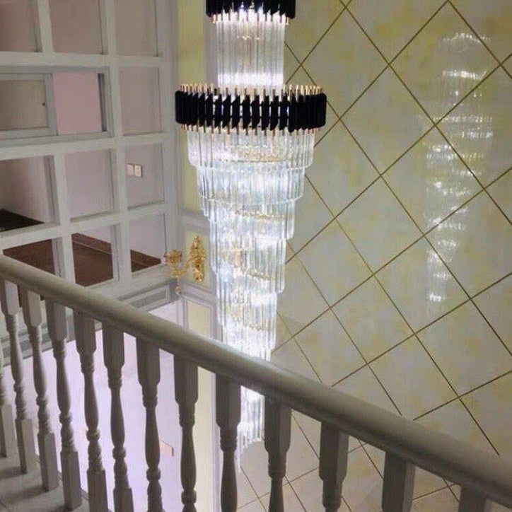 Classic Large Multi-layered Spiral Crystal Chandelier for Foyer/ Staircase