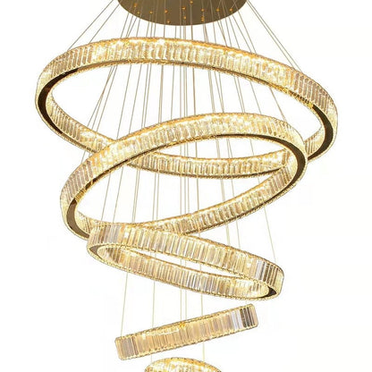 Modern Front Entryway Chandelier 5/6/7 Rings Crystal Gold/ Chrome Finish Ceiling Lamp
