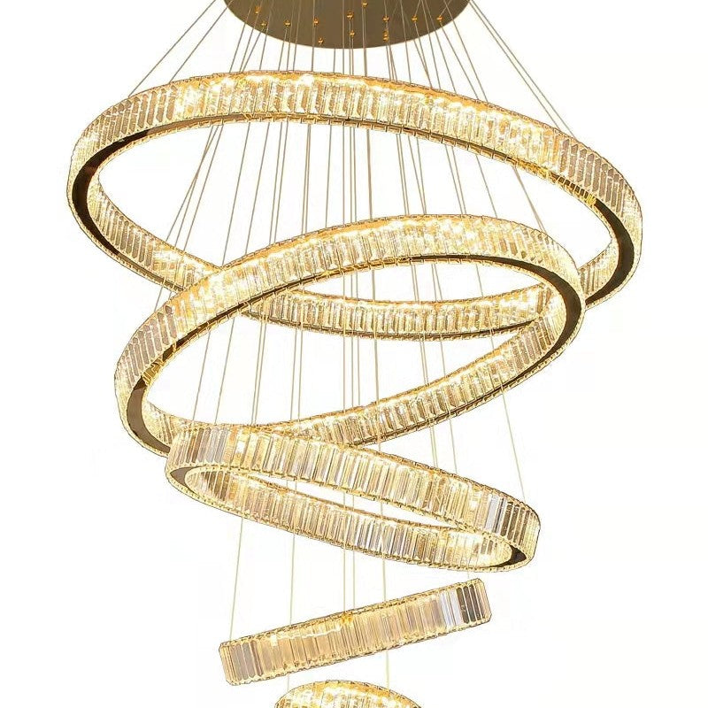 Modern Front Entryway Chandelier 5/6/7 Rings Crystal Gold/ Chrome Finish Ceiling Lamp