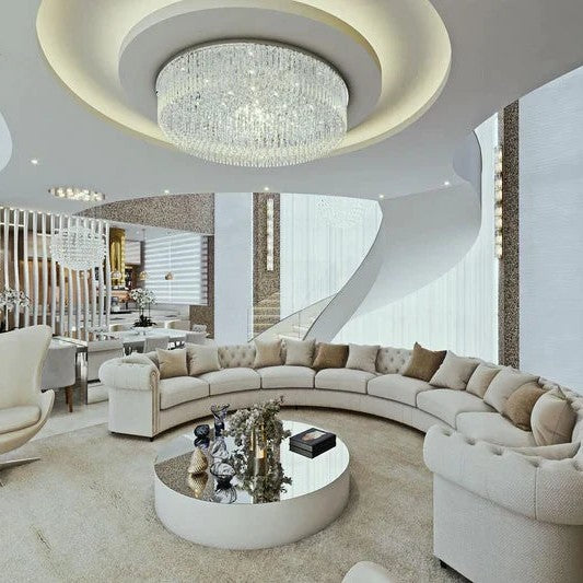 Light Luxury Round/Oval Flush Mount Crystal Chandelier