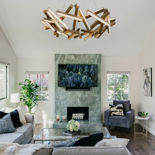 Modern Round/Linear Geometric Aluminum LED Chandelier for Dining Room/Bedroom