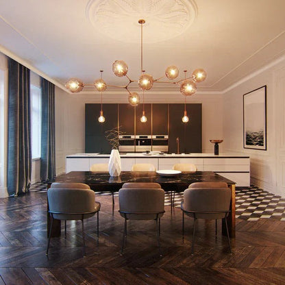Modern Sputnik Smoky Gray/Amber Glass Branch Chandelier for Kitchen Island/Dining Room