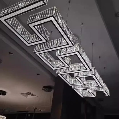 Modern Round Gear/Rectangular Mazes Crystal Chandelier