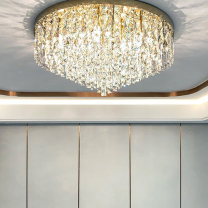 Oversize Luxury Flush Mount Crystal Chandelier for Living Room/Bedroom