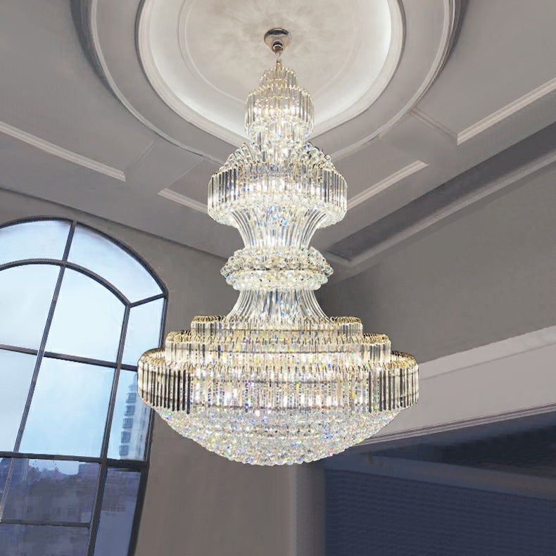 Luxury Extra Large Round Ceiling Lighting Fixture Stately Crystal Chandelier For Foyer Entryway/ Entrance