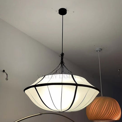 Vintage French Style Cream White Silk Umbrella Chandelier