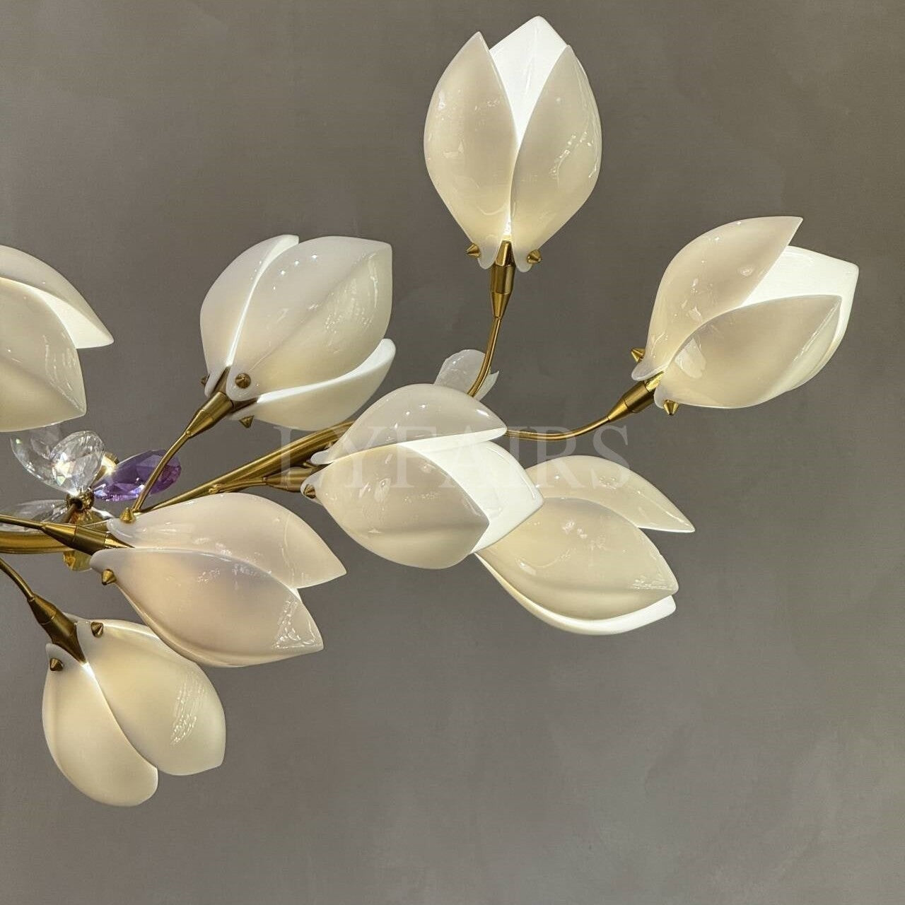 Art Design Creative Ceramic Magnolia Ring/Linear Chandelier for Bedroom/Living Room/Dining Room/Kitchen Island