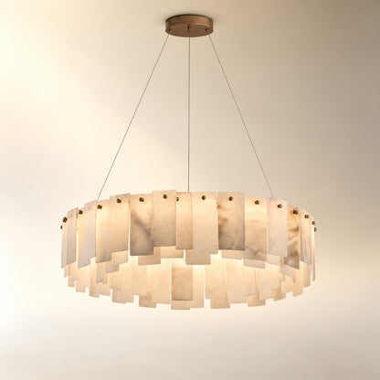 Staggered Alabaster Slice Round Pendant D600 - Copper