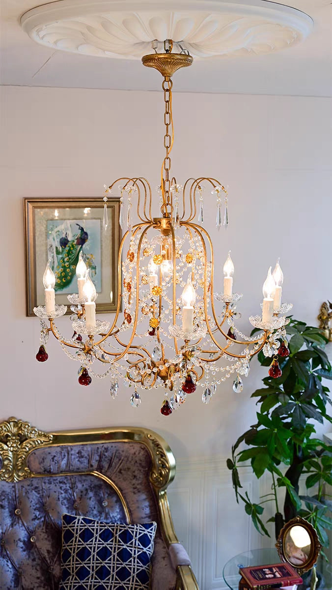 Majestic Splendor: Ornate French Antique Crystal Ceiling Chandelier