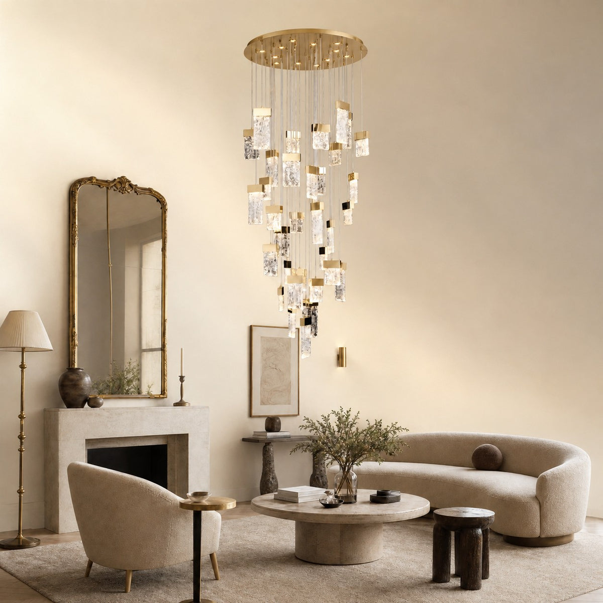 Torior Blown Glass Cascading Chandelier 31.5"