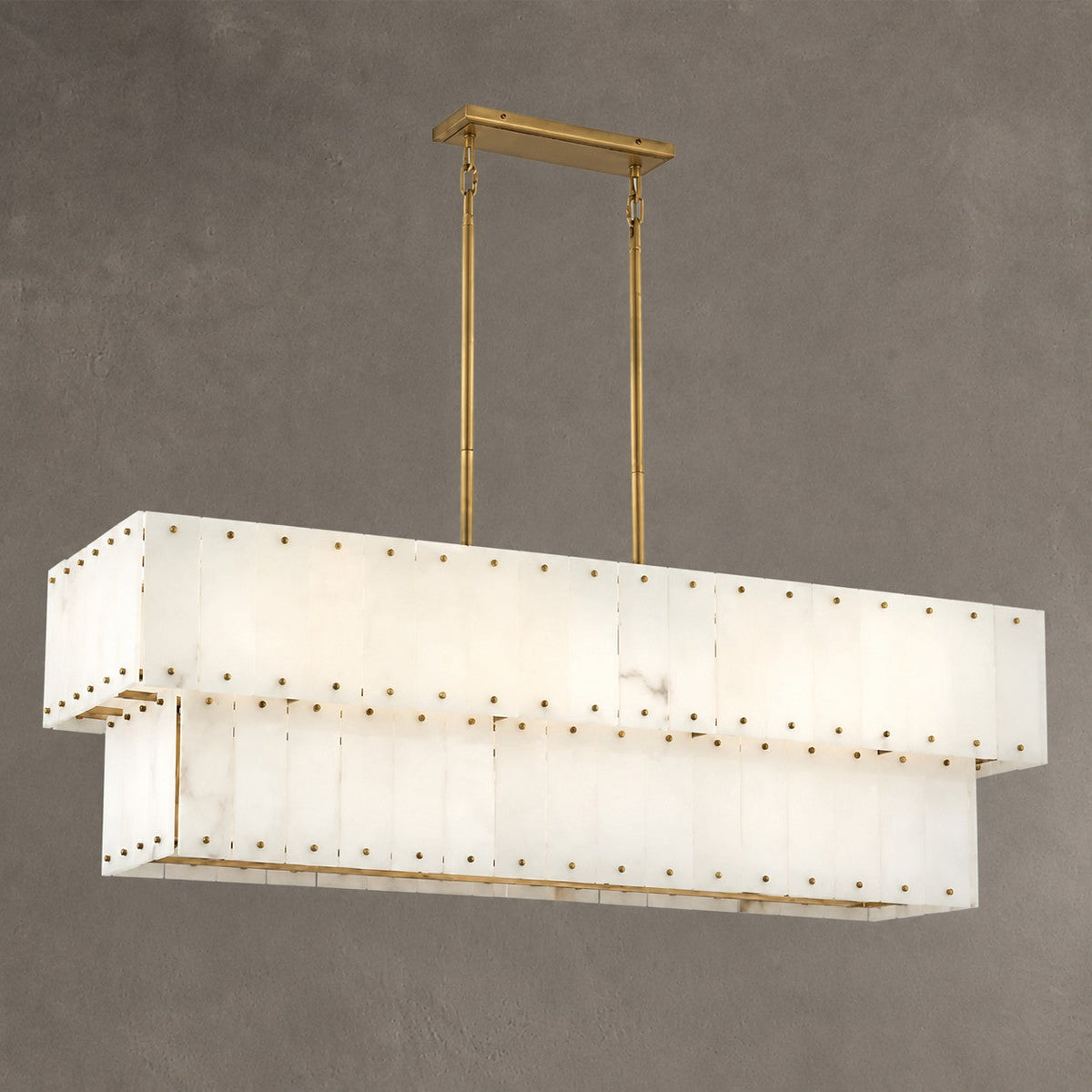 Two-Tier Alabaster Linear Chandelier
