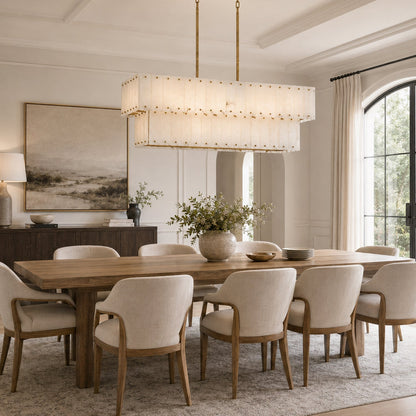 Two-Tier Alabaster Linear Chandelier