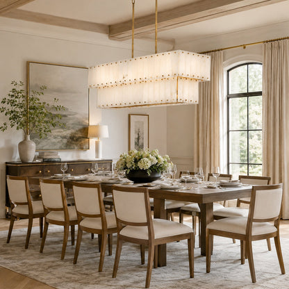 Two-Tier Alabaster Linear Chandelier