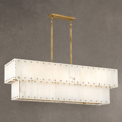 Two-Tier Alabaster Linear Chandelier