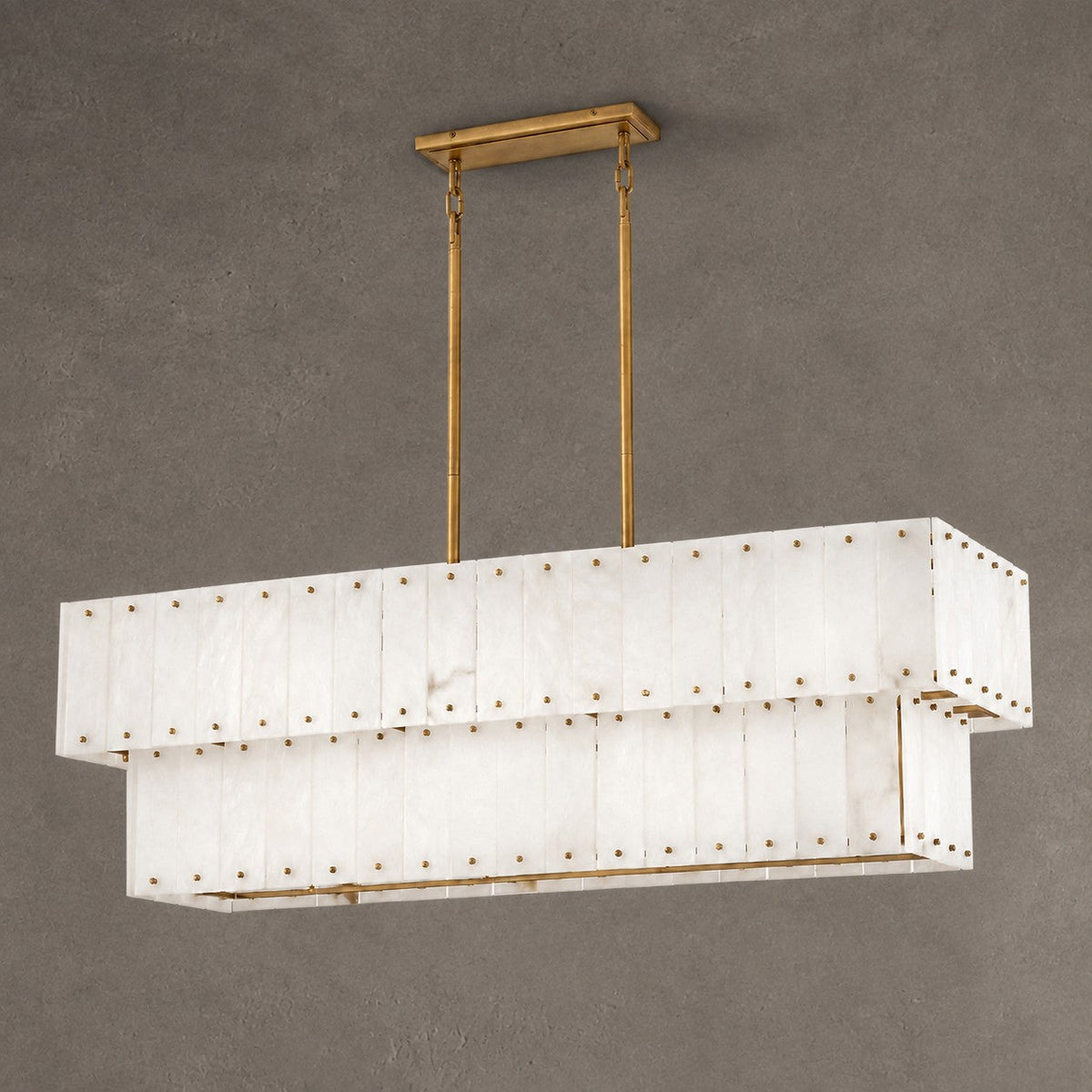 Two-Tier Alabaster Linear Chandelier