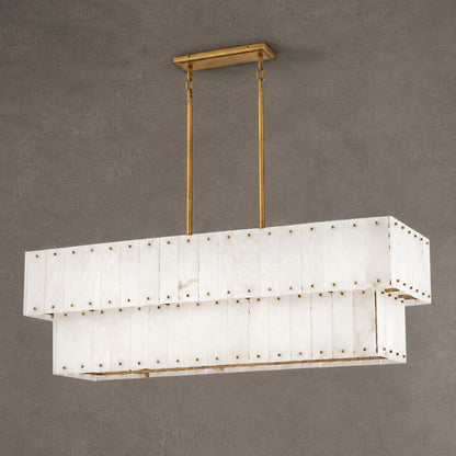 Two-Tier Alabaster Linear Chandelier