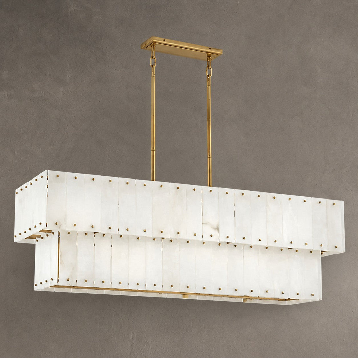 Two-Tier Alabaster Linear Chandelier