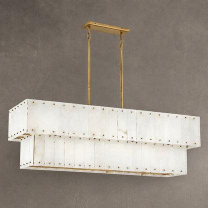 Two-Tier Alabaster Linear Chandelier