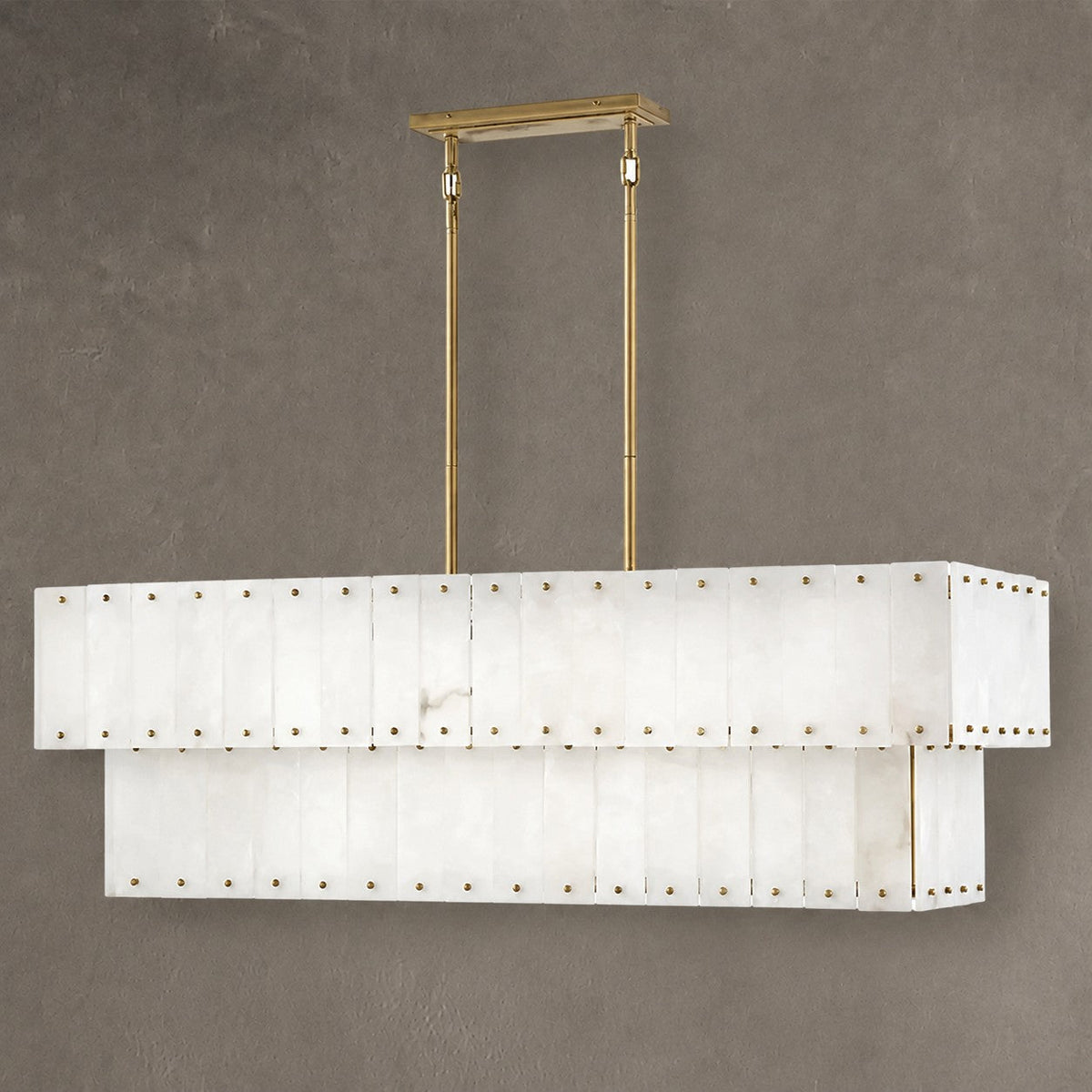 Two-Tier Alabaster Linear Chandelier