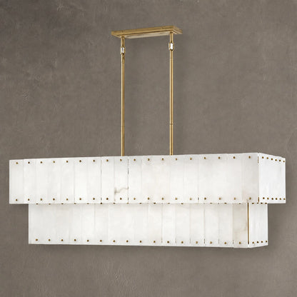 Two-Tier Alabaster Linear Chandelier