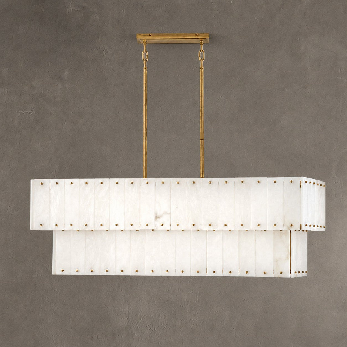Two-Tier Alabaster Linear Chandelier