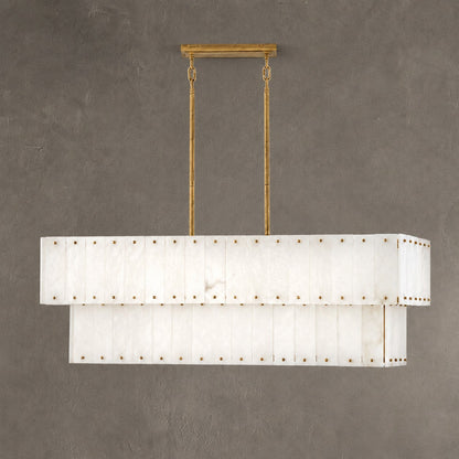 Two-Tier Alabaster Linear Chandelier