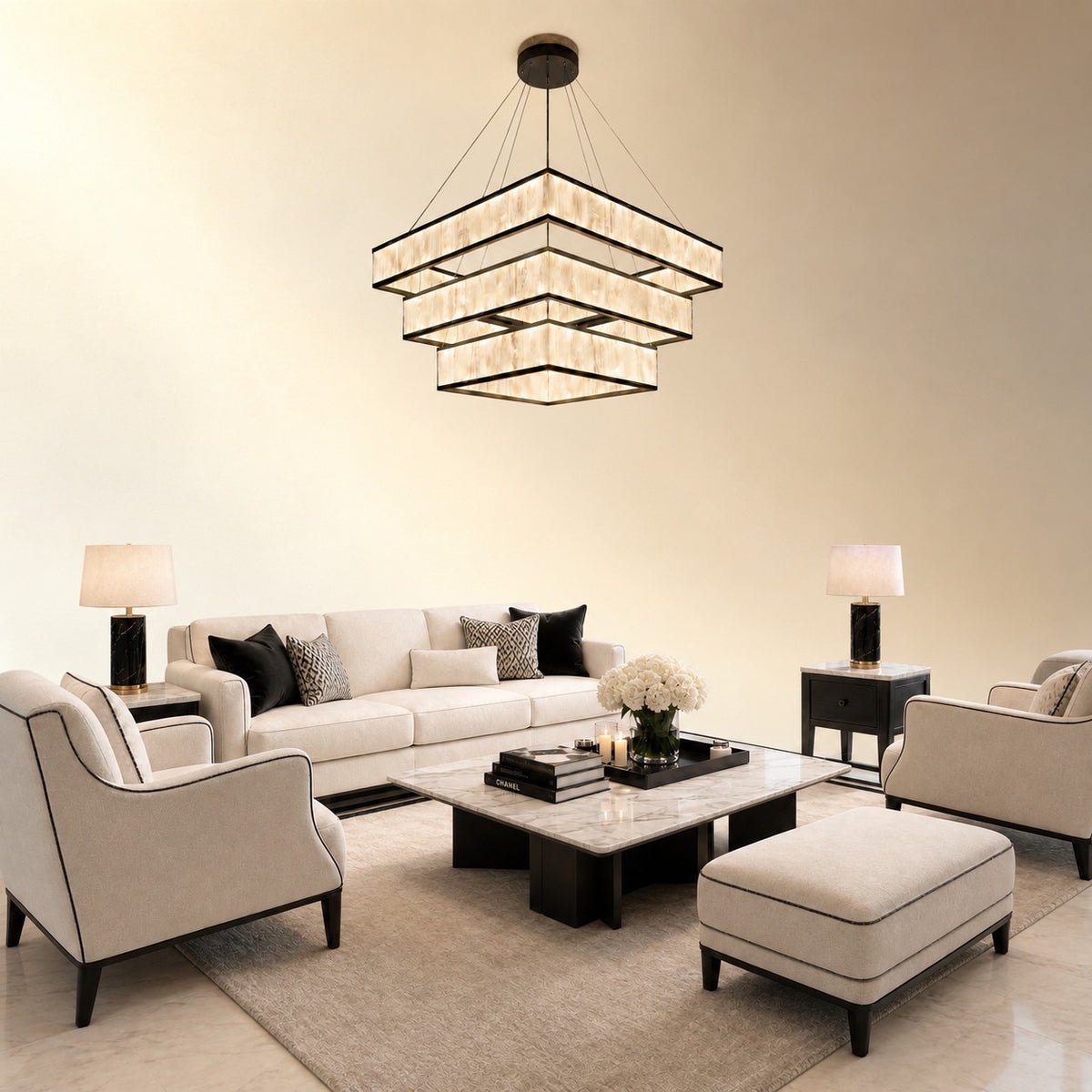 Ulian Black Moroccan Stone Chandelier