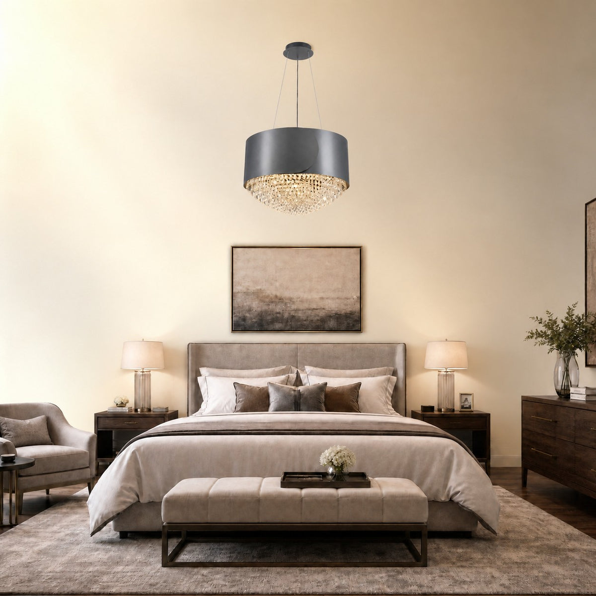 Valrin Crystal Pendant Light 28"