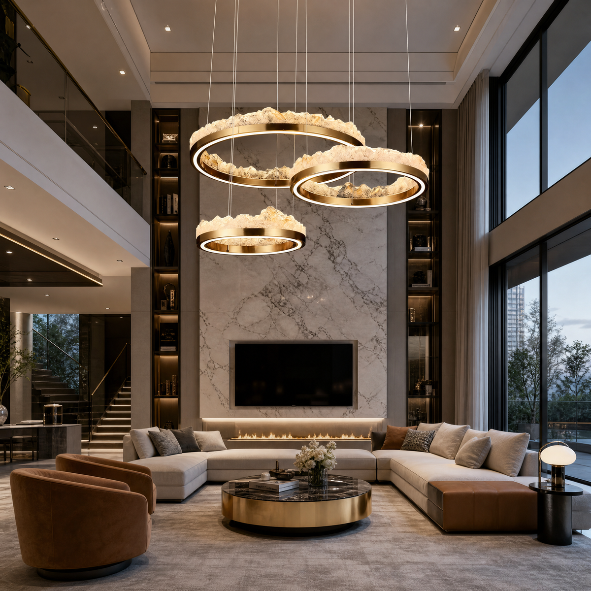 Vast Realm Modern Multi-Tier Cluster Chandelier