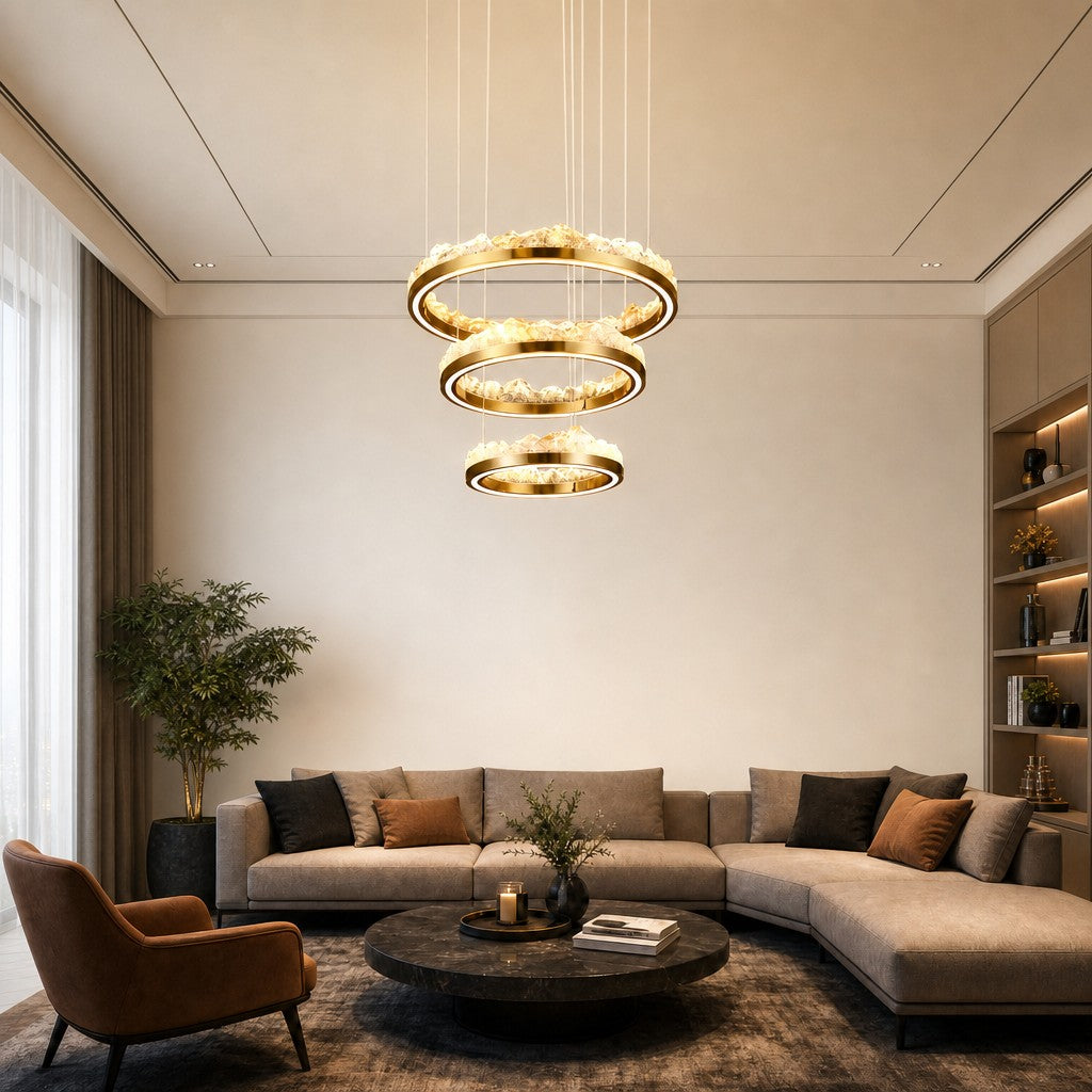 Vast Realm Modern Sculptural Ring Chandelier