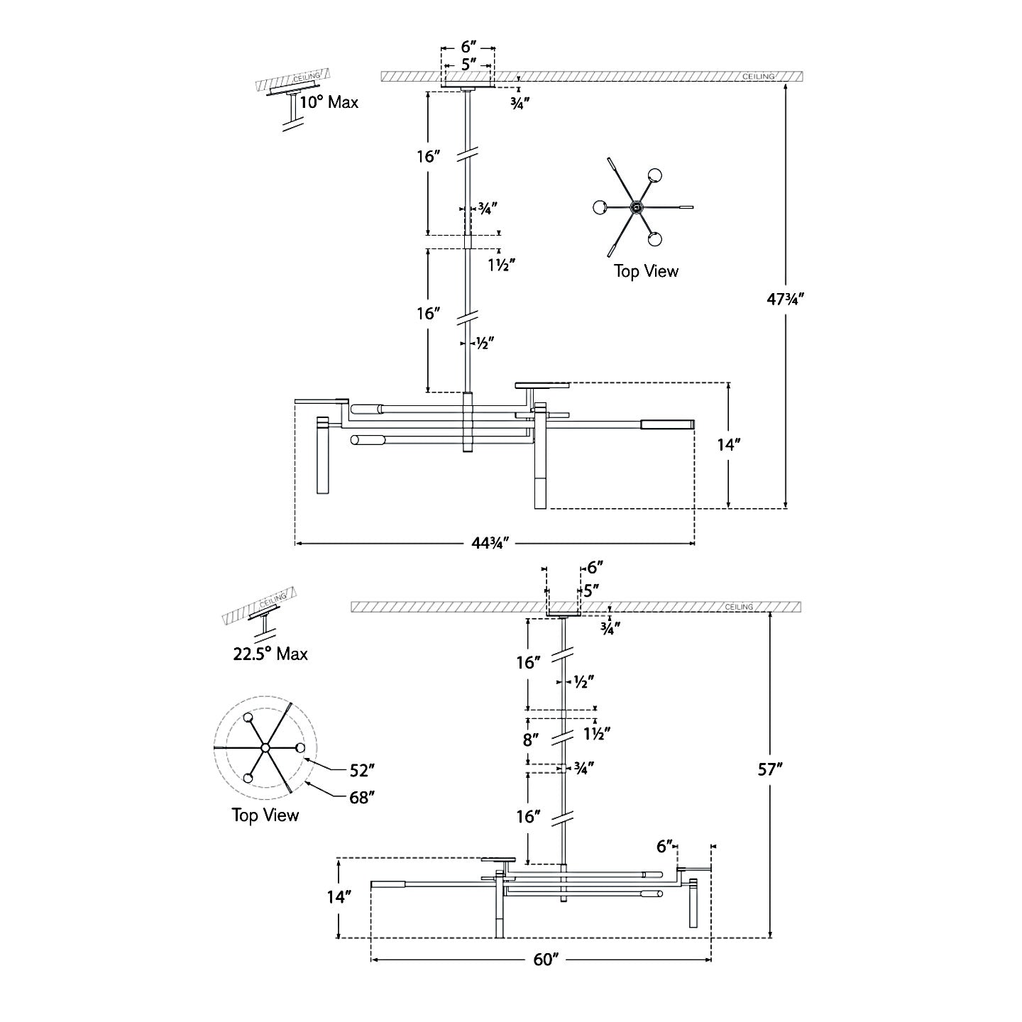 Alabaster Kelly Wearstler Chandelier 60''