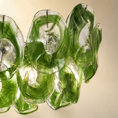 Verdalia Sculptural Green Glass Linear Chandelier