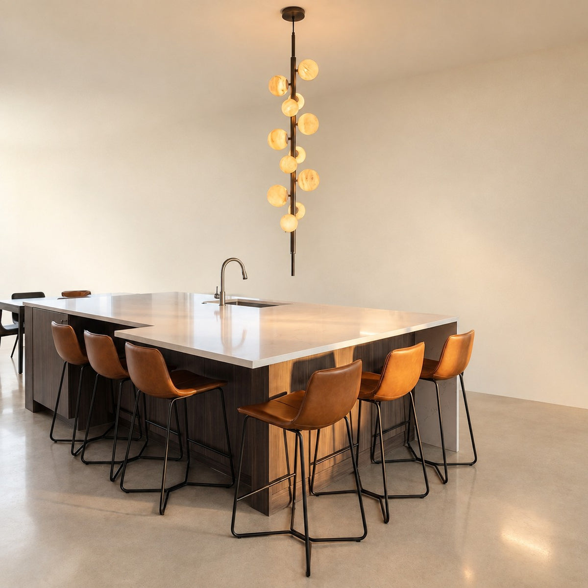 Vertical Orb Cascade Alabaster Pendant Light