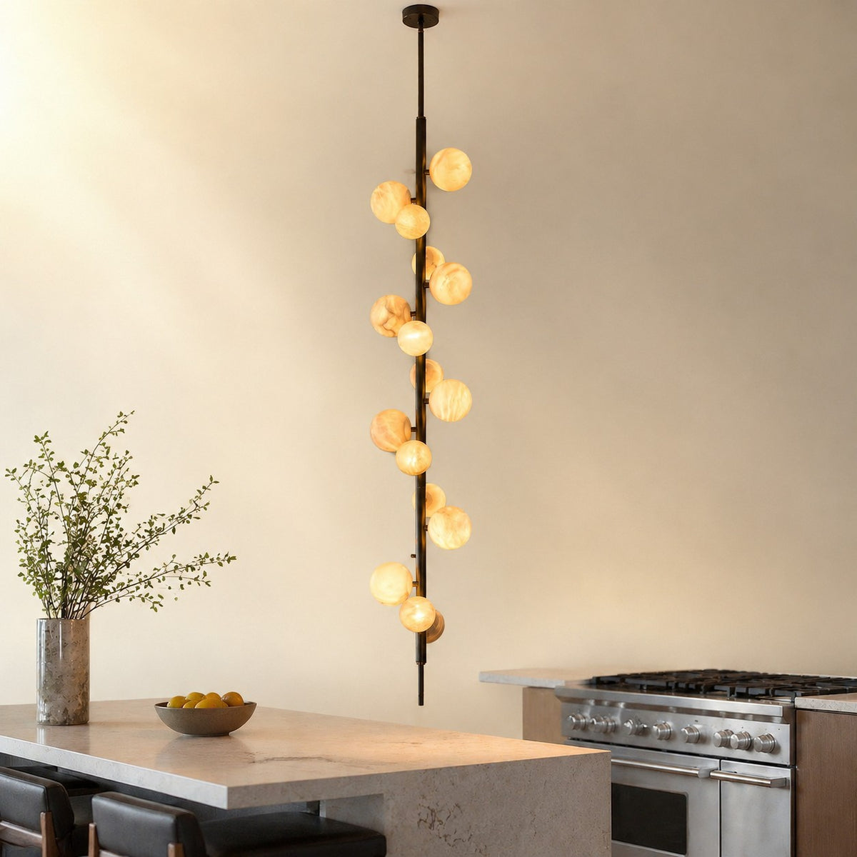 Vertical Orb Cascade Alabaster Pendant Light