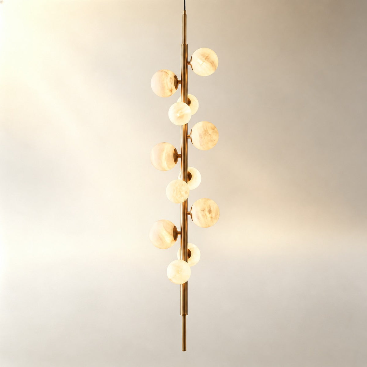 Vertical Orb Cascade Alabaster Pendant Light