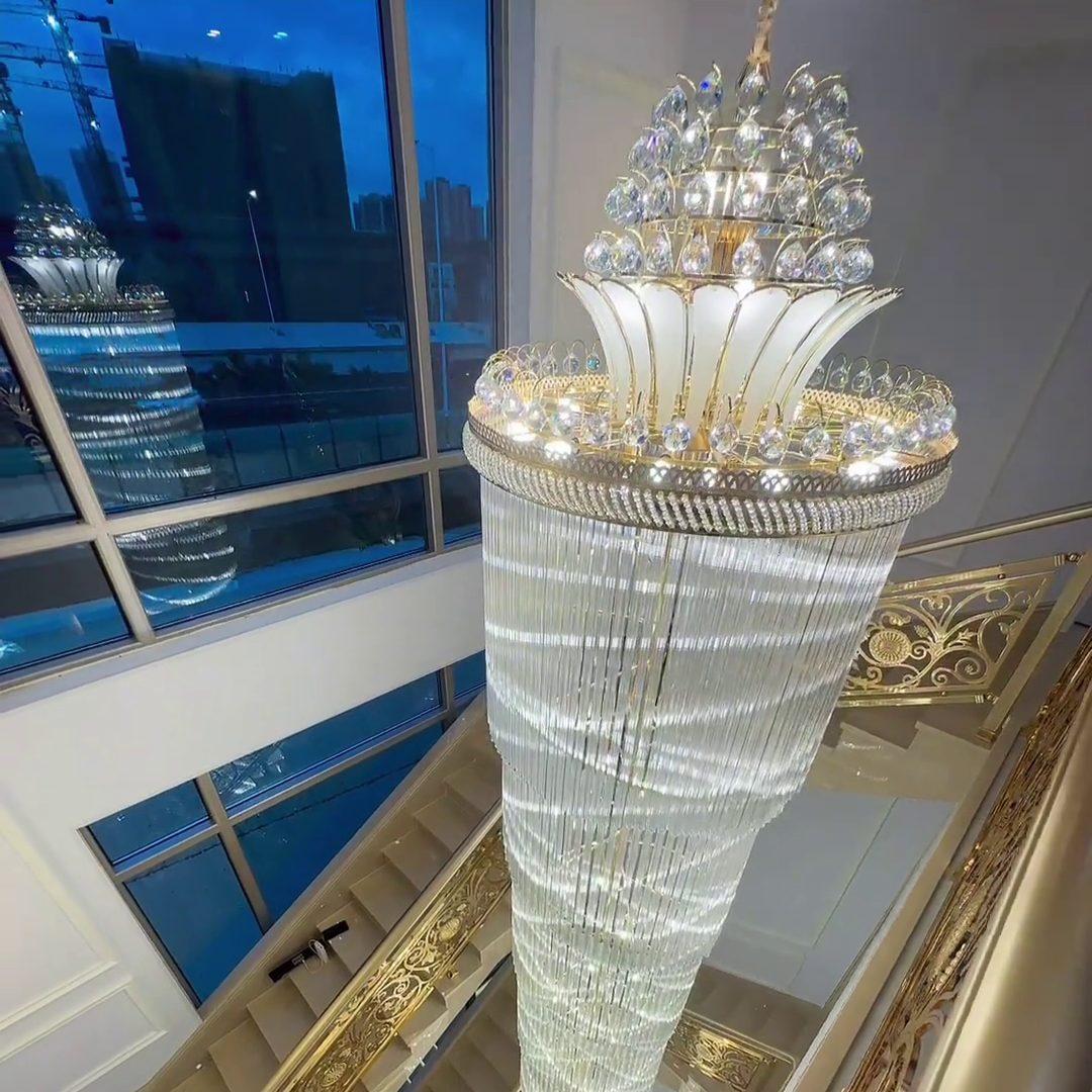 Luxury Extra Long Crystal Chandelier for Villa/Staircase/Foyer