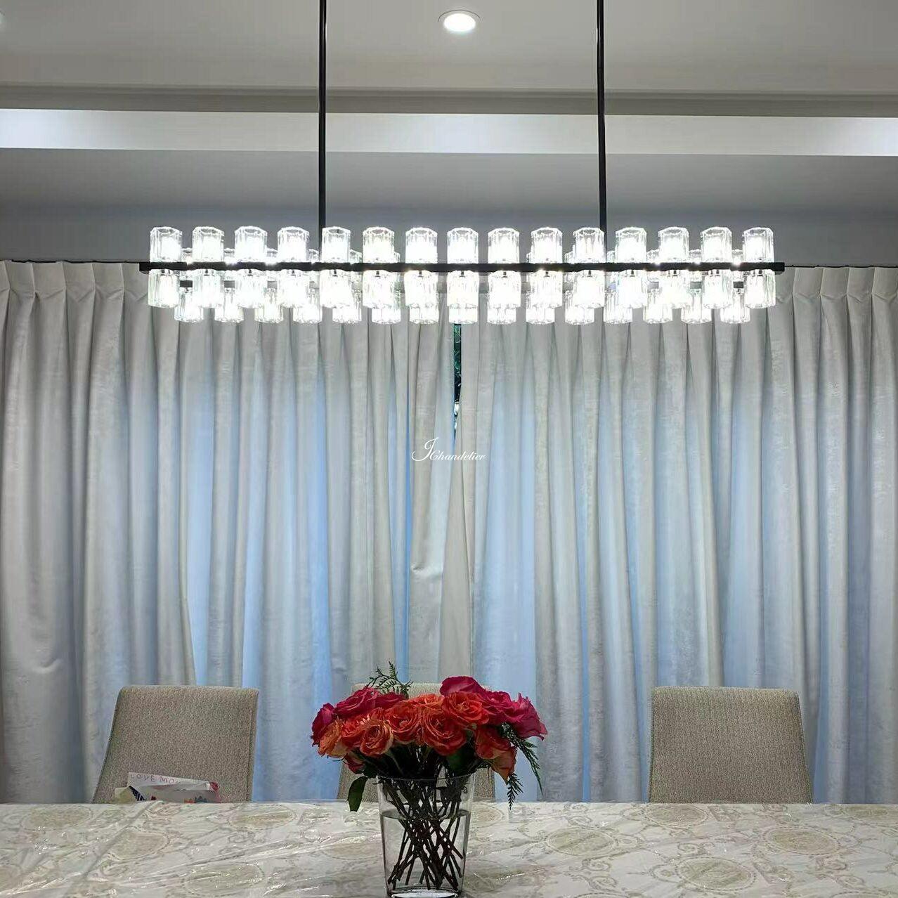 Auraline Crystal Rectangular Chandelier 54"