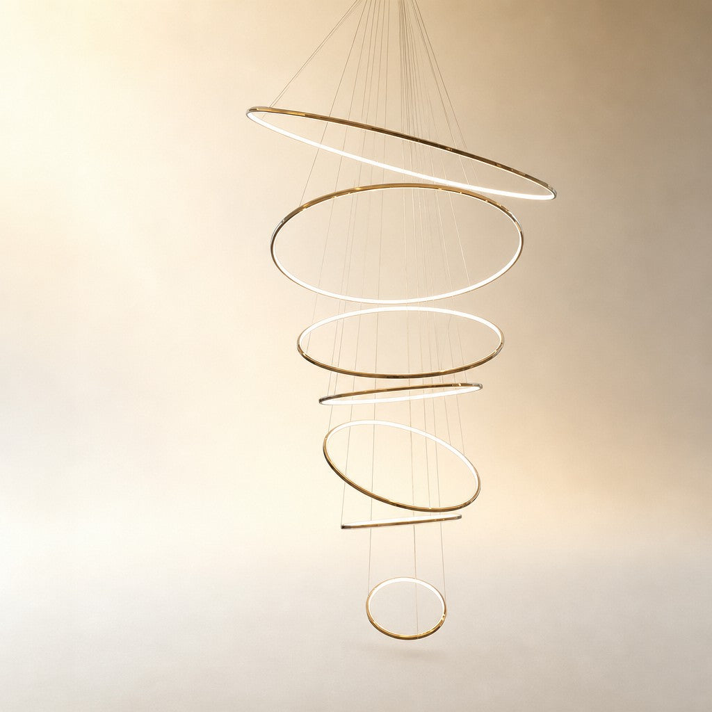 WOMO Large Tiered Ring LED Foyer Chandelier-WM2160