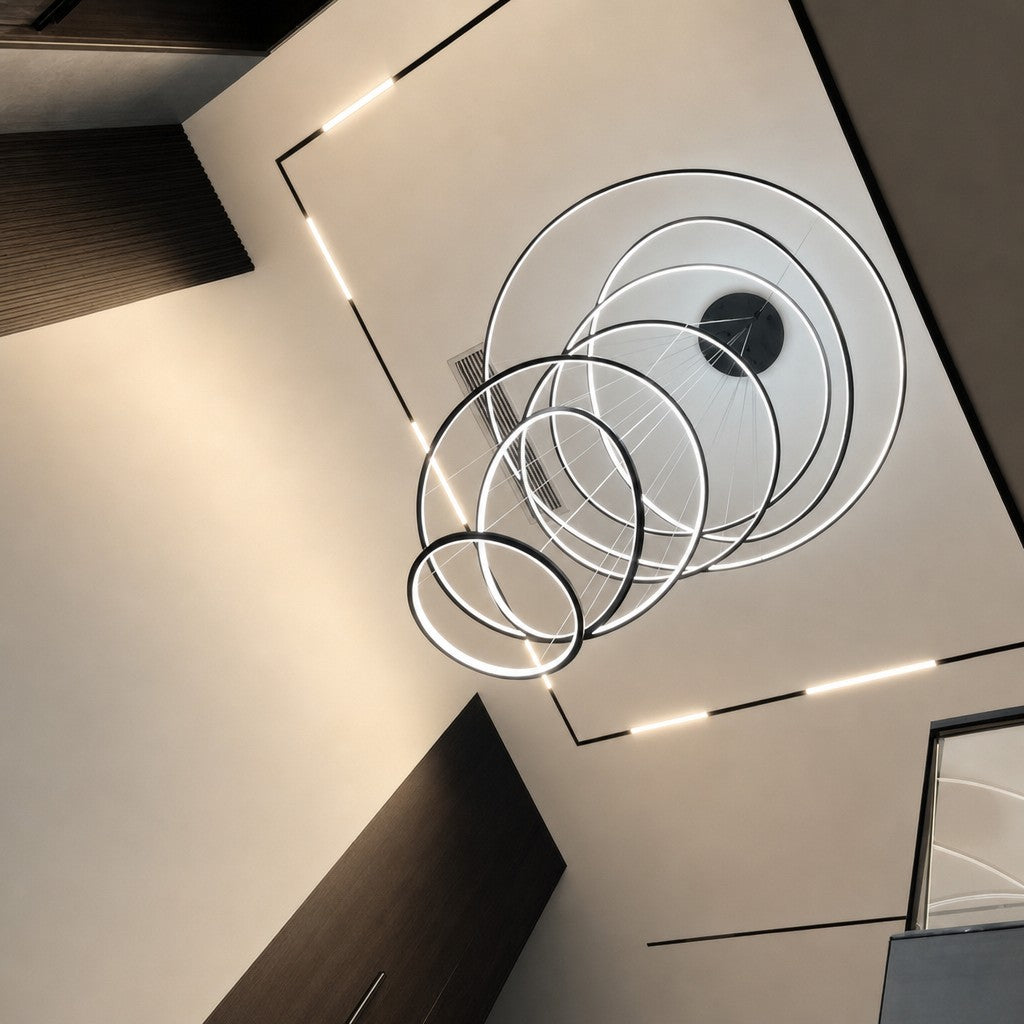 WOMO Large Tiered Ring LED Foyer Chandelier-WM2160