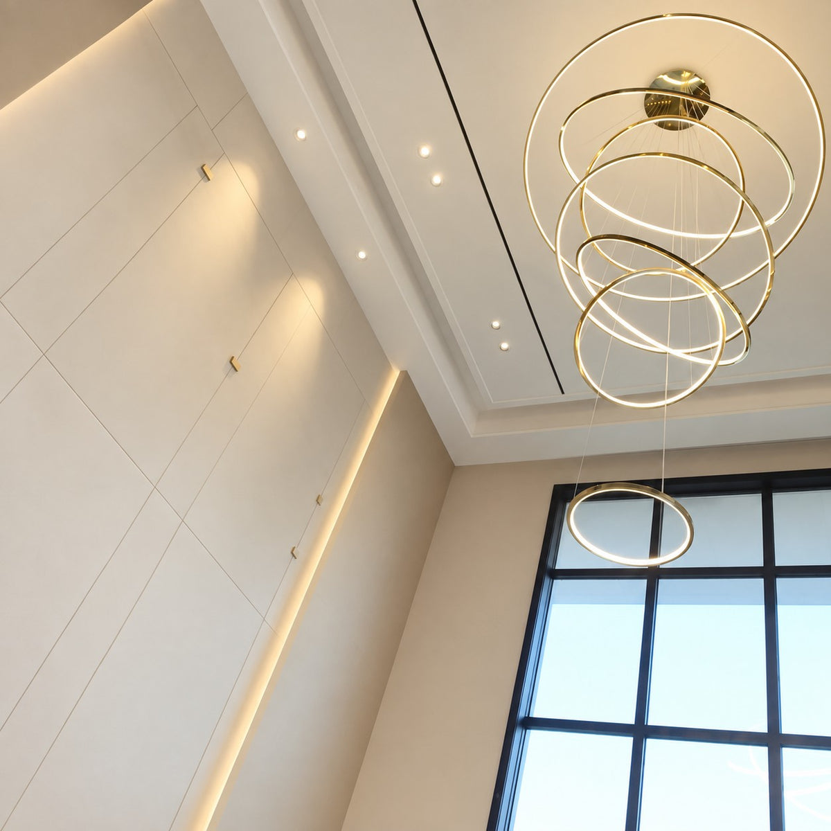 WOMO Large Tiered Ring LED Foyer Chandelier-WM2160