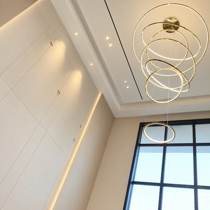 WOMO Large Tiered Ring LED Foyer Chandelier-WM2160
