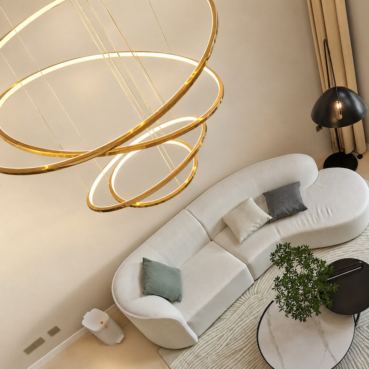 WOMO Large Tiered Ring LED Foyer Chandelier-WM2160