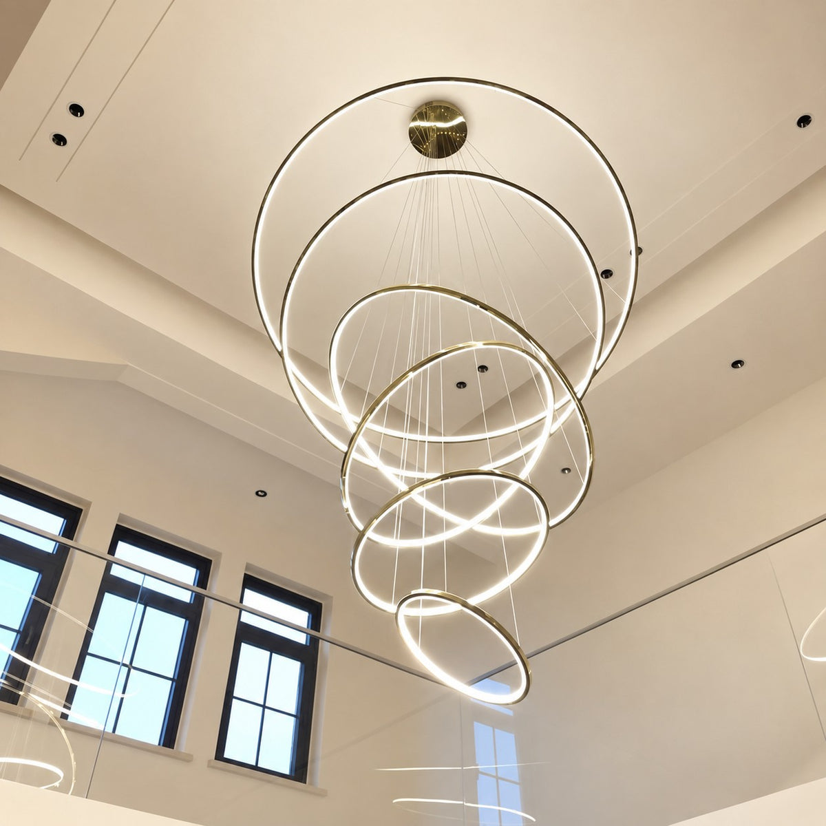 WOMO Large Tiered Ring LED Foyer Chandelier-WM2160