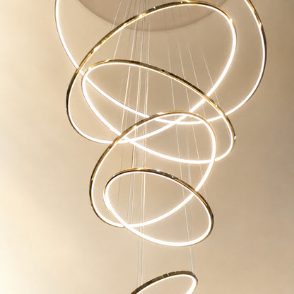 WOMO Large Tiered Ring LED Foyer Chandelier-WM2160